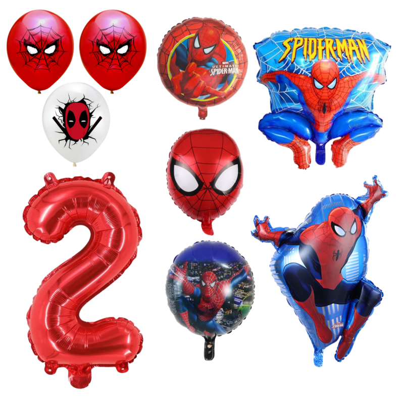 Spiderman 2nd Birthday Party Balloons Set Red Blue Foil balloons