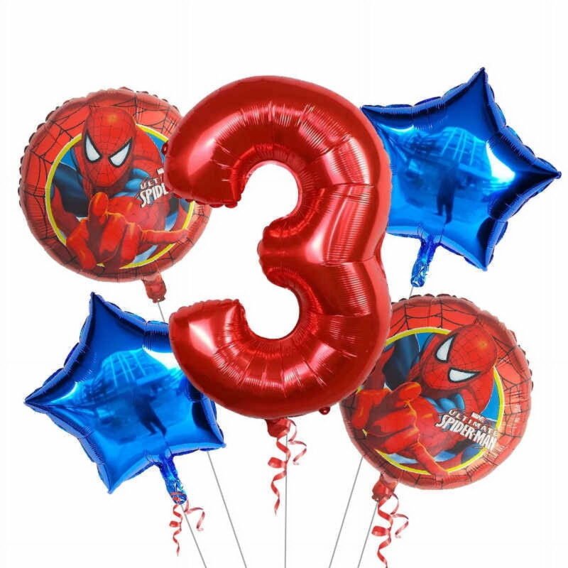 Spiderman 3rd Birthday Party Balloons Red Blue Number Foil Set Balloons