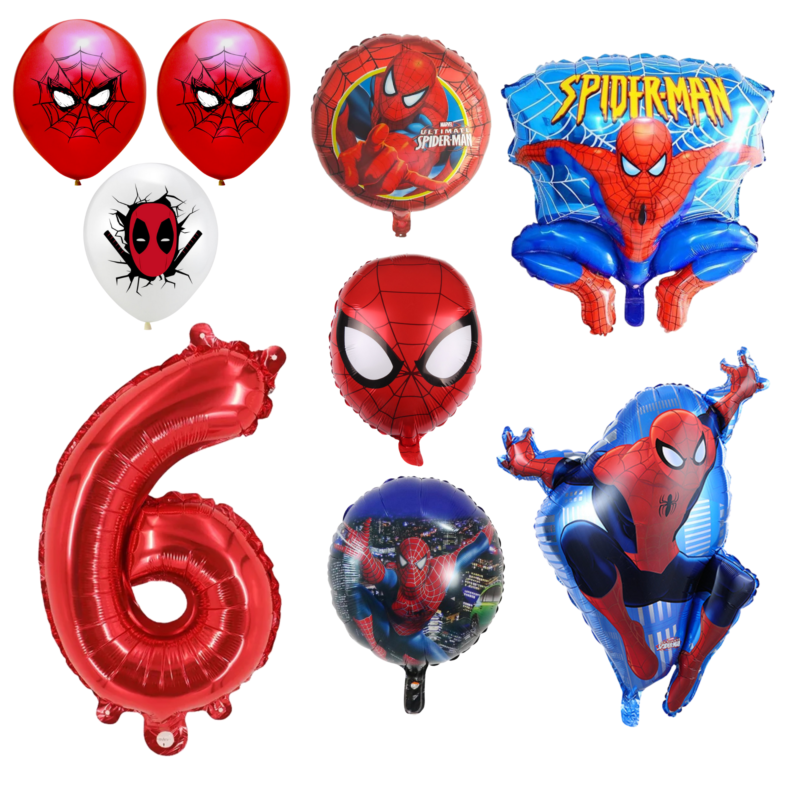 Spiderman 6th Birthday Party Balloons Set Red Blue Foil balloons