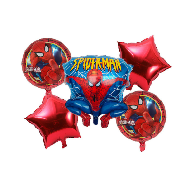 Spiderman Mylar Balloon Set with Red Stars – Superhero Birthday Party Decorations