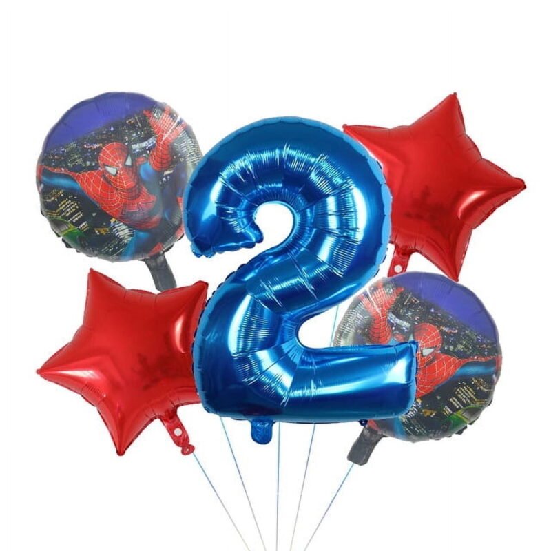 Spiderman Number 2 Birthday Party Balloons Blue Red Foil Set Balloons