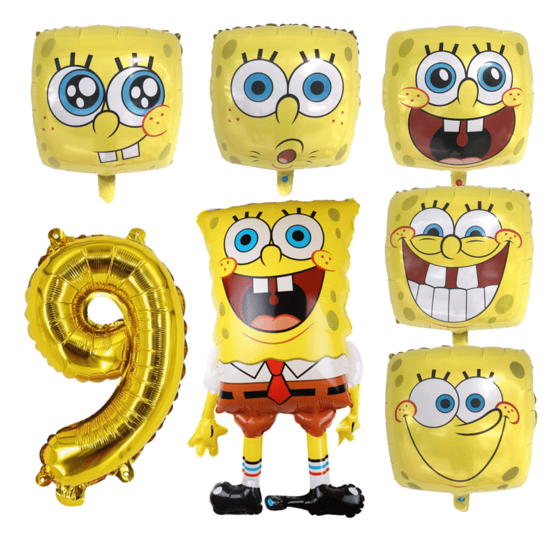 SpongeBob SquarePants 9th Birthday Party Foil Balloons Gold Yellow Kids