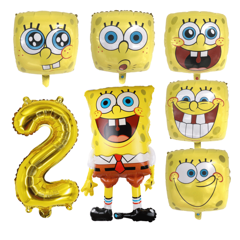 Spongebob Squarepants 2nd Birthday Foil Balloon Set Gold Yellow Kids Party