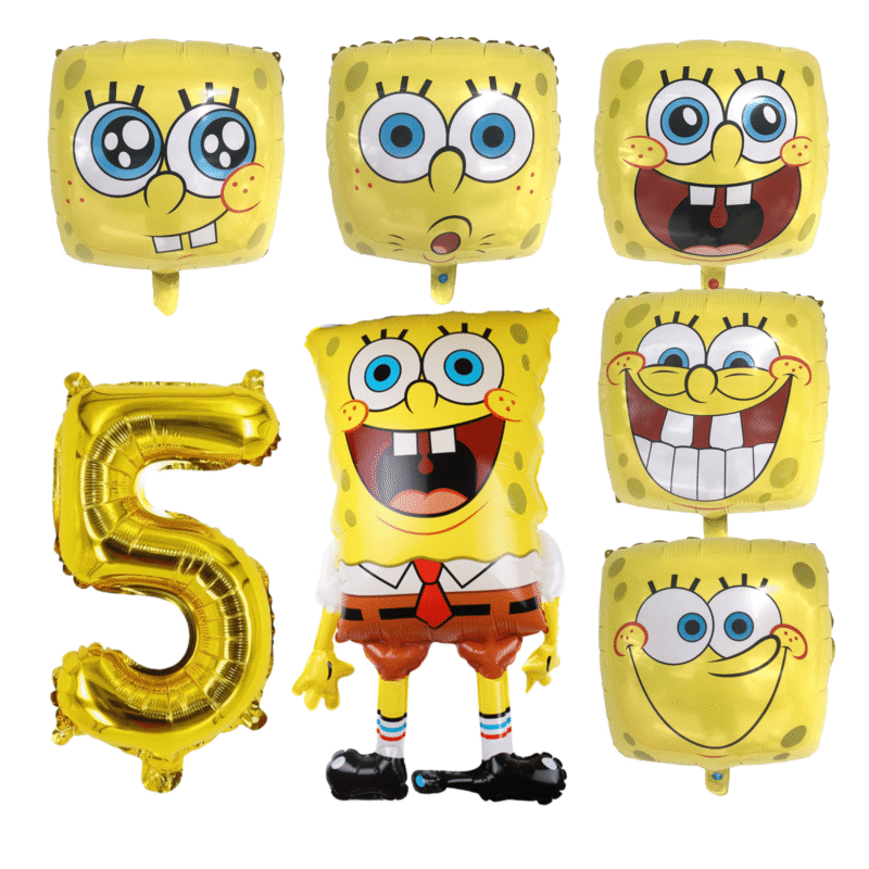 Spongebob Squarepants 5th Birthday Foil Balloon Set Gold Yellow Kids Party