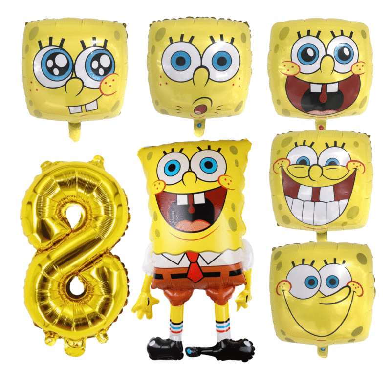 Spongebob Squarepants 8th Birthday Foil Balloon Set Gold Yellow Kids Party