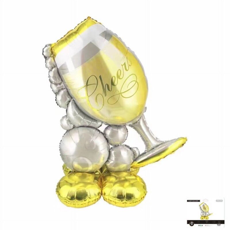 Standing Base Champagne Balloon Foil Mylar Celebration Balloon