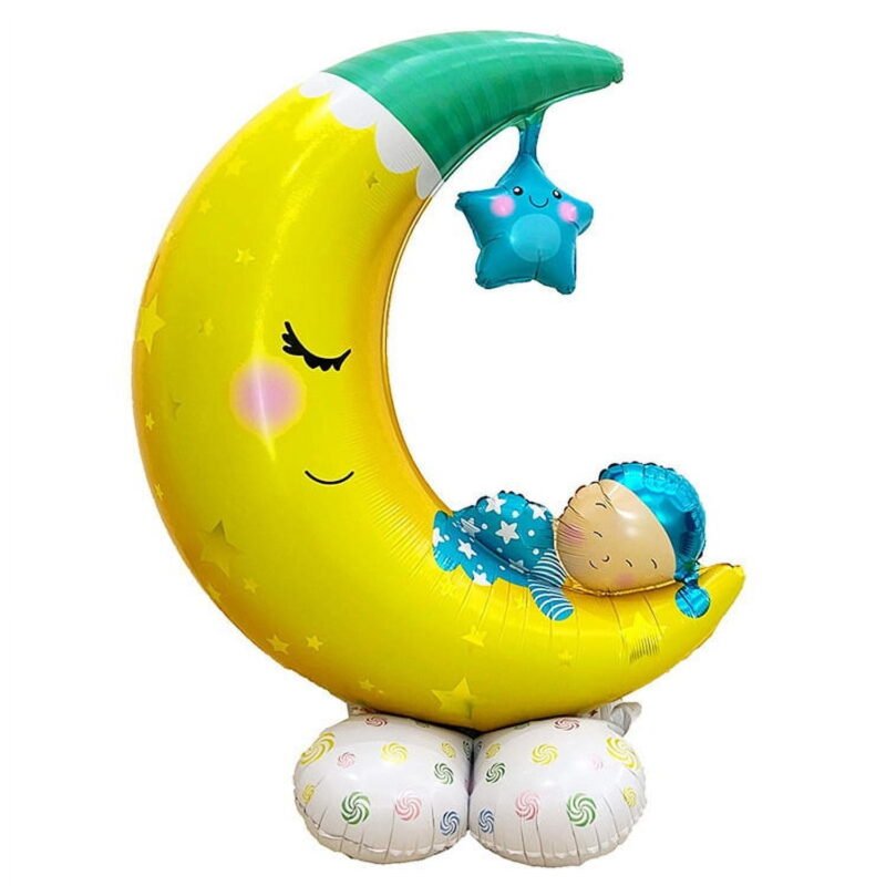 Standing Base Moon Balloon Foil Mylar Celestial Celebration Balloon