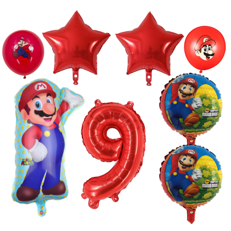 Super Mario 19th Birthday Party Balloons Set Red balloons