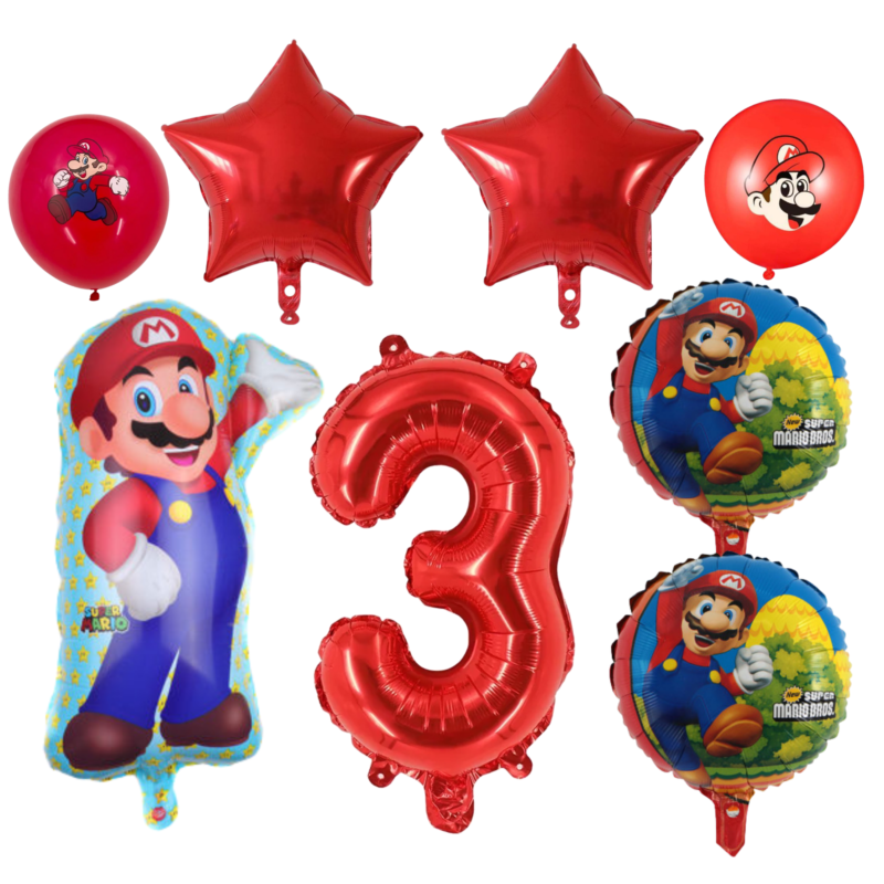 Super Mario 3rd Birthday Party Balloons Set Red balloons