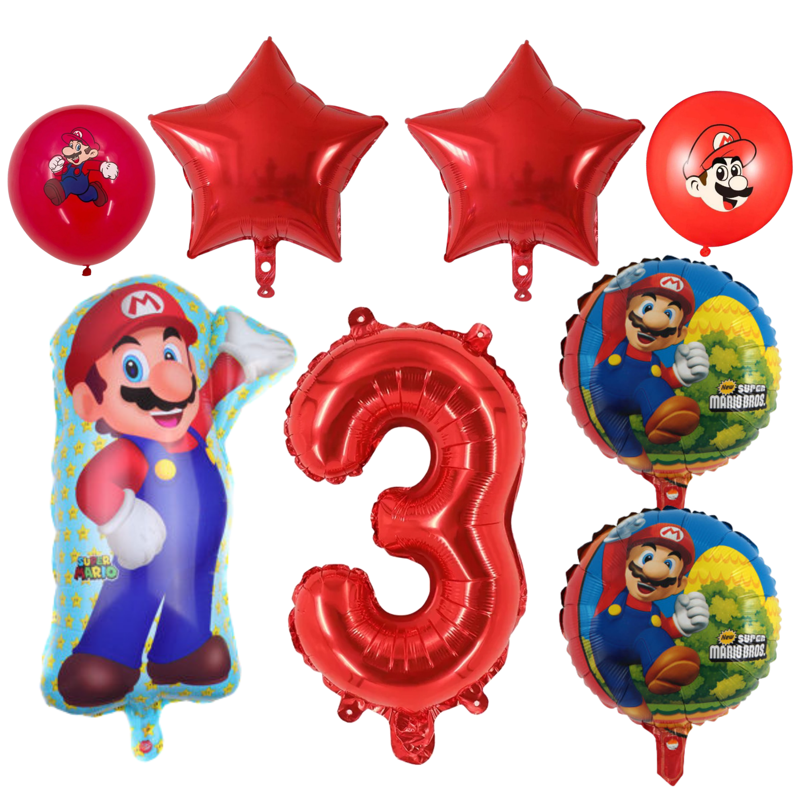 Super Mario 3rd Birthday Party Balloons Set Red balloons