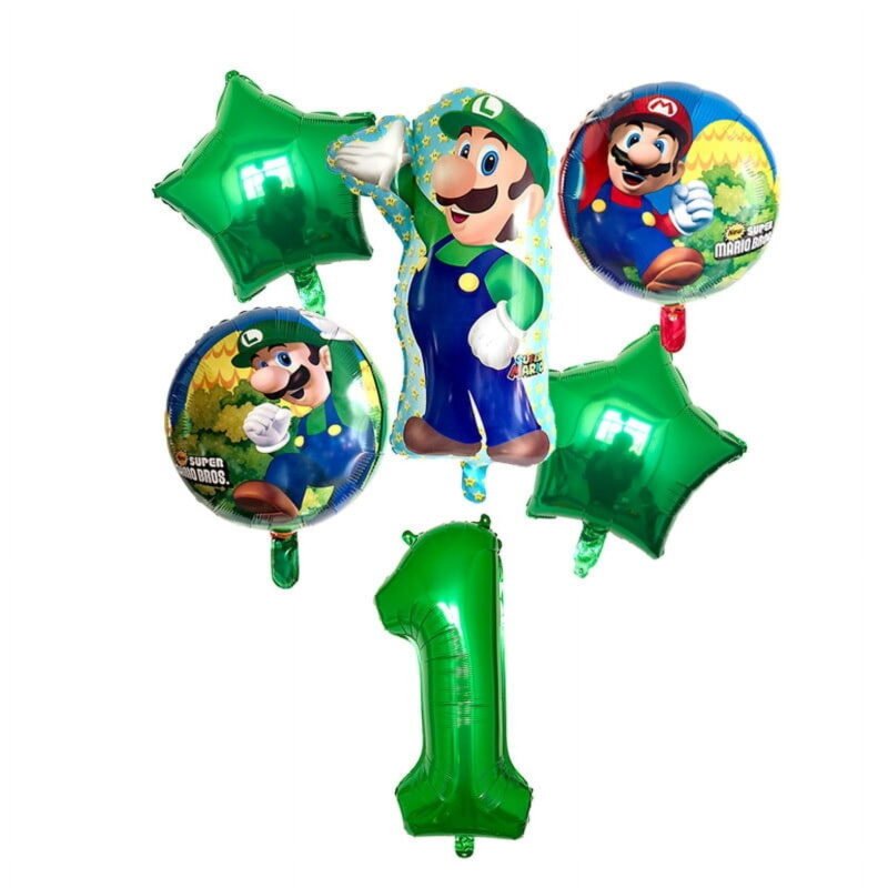 Super Mario Bros 1st Birthday Party Foil Balloons Green Balloons