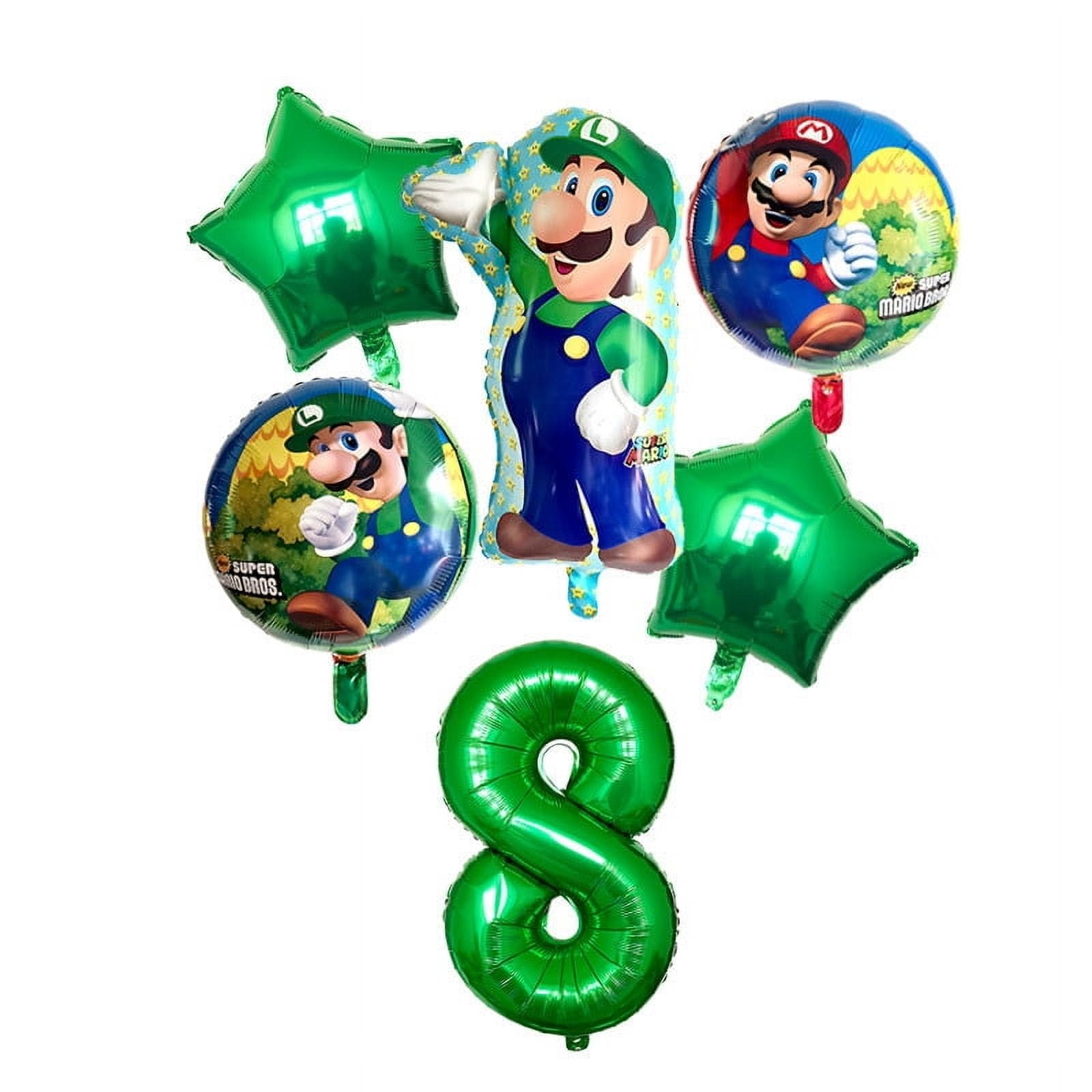 Super Mario Bros 8th Birthday Party Balloons Green Foil Set Balloons