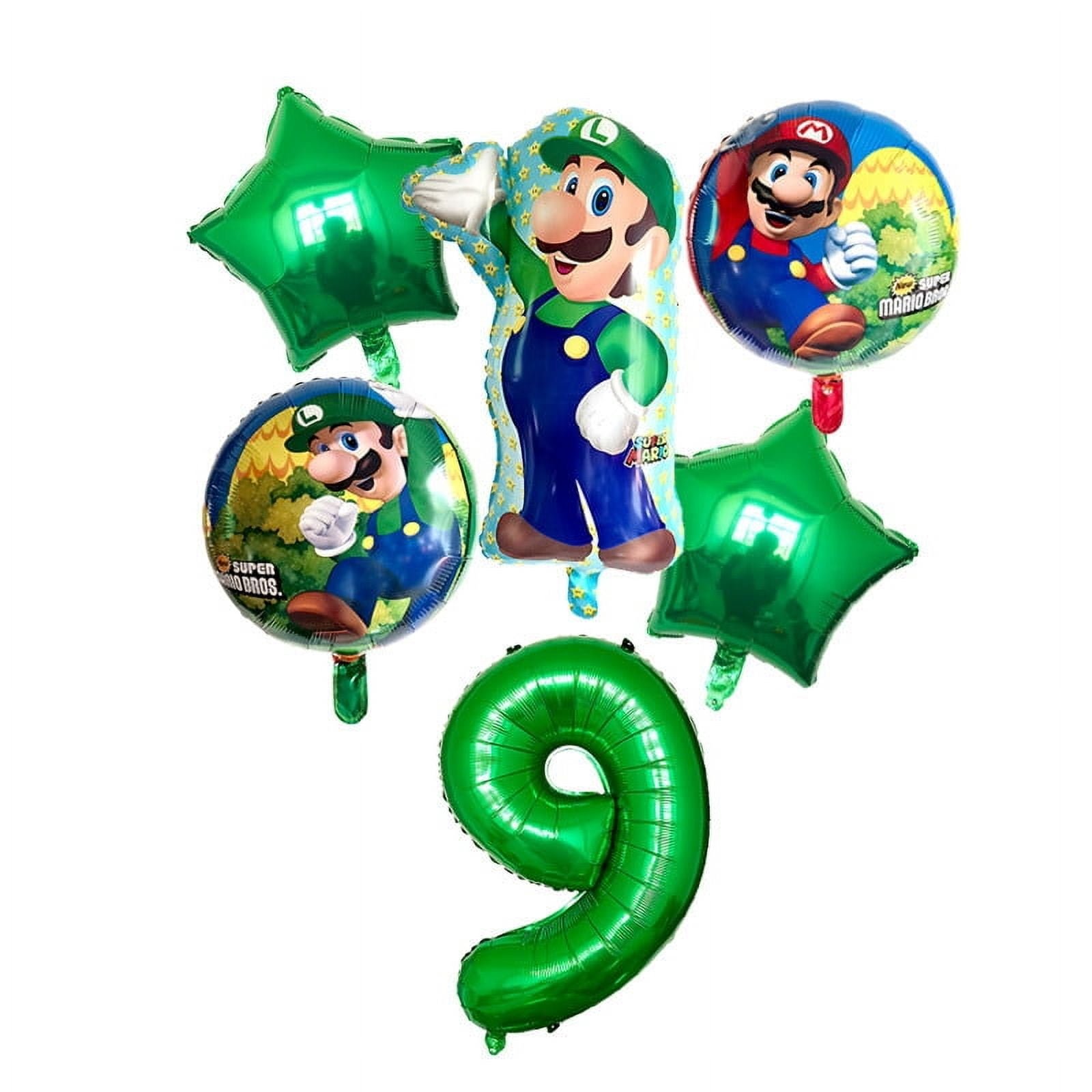 Super Mario Bros 9th Birthday Party Balloons Green Foil Set Balloons