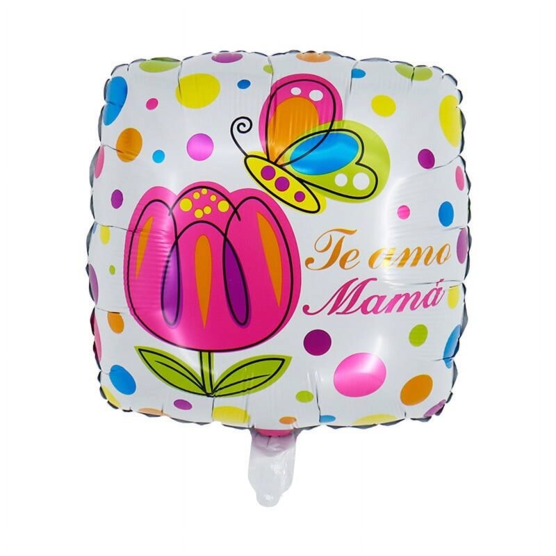 Te Amo Mama 18" Square Foil Balloon with Butterfly and Flower Design for Mother's Day Celebrations
