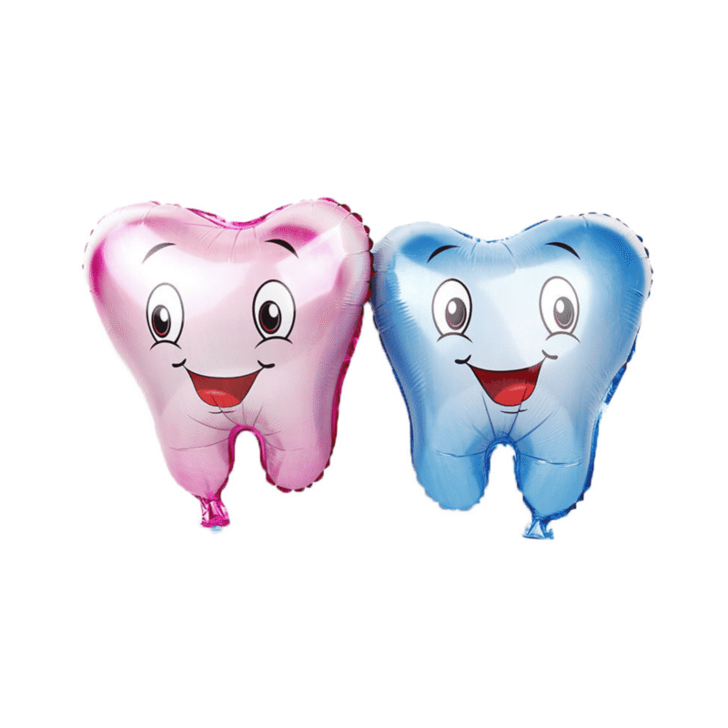 Tooth Shaped Mylar Balloons Pink and Blue Dental Balloons for Tooth Fairy Party Decorations