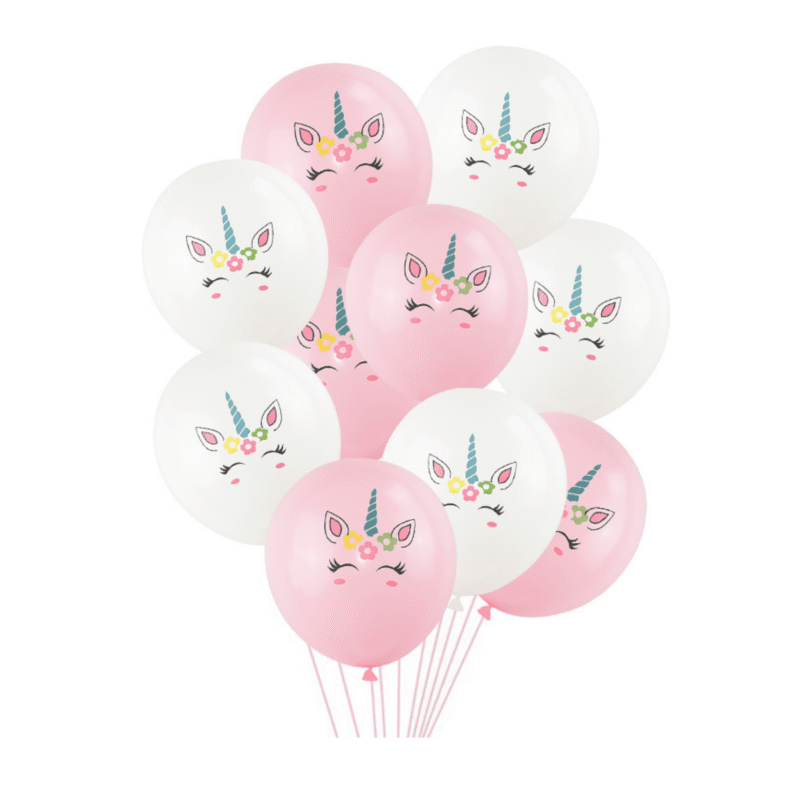 Unicorn Latex Balloons Set for Birthday Party Decorations – Pink and White Unicorn Balloons
