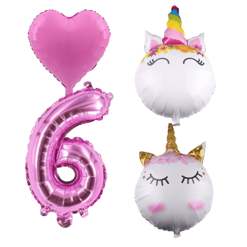Unicorn Party Balloons Number 6 Pink Foil Balloon Set Birthday Girl