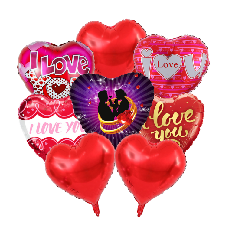 Valentine's Day Balloon Bouquet 8 Heart I Love You Red Balloons Valentine's Day Anniversaries