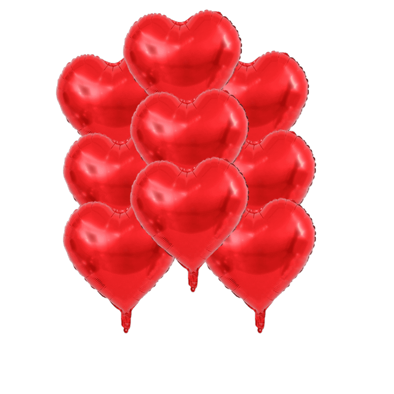 Valentine's Day Balloon Bouquet 9 Heart Shaped Red Valentine's Day Balloons