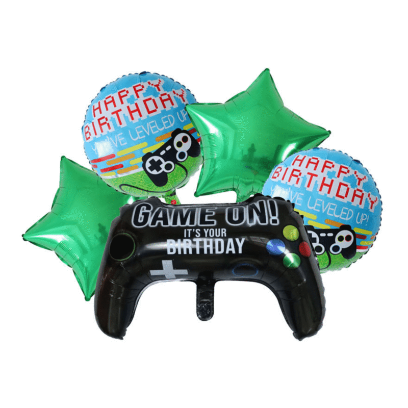 Video Game Controller and Birthday Balloons Set - Game On Level Up Birthday Decorations