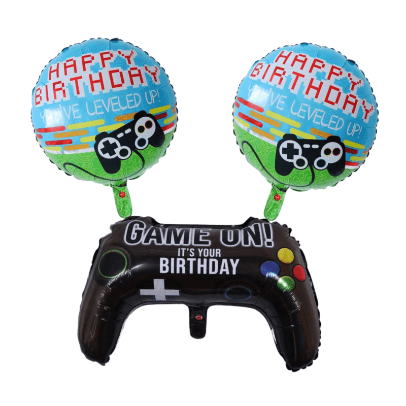 Video Game-Themed Birthday Balloon Set with Controller and Level Up Balloons for Gamers Party