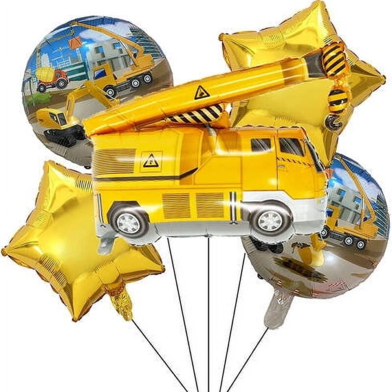 Wheeled Crane Construction Happy Birthday Balloon Bouquet Construction Themed Parties