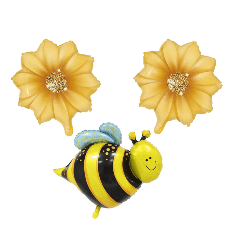 Yellow Flower and Bee Balloon Set Bumblebee and Sunflower Balloons for Garden or Spring Party Decorations