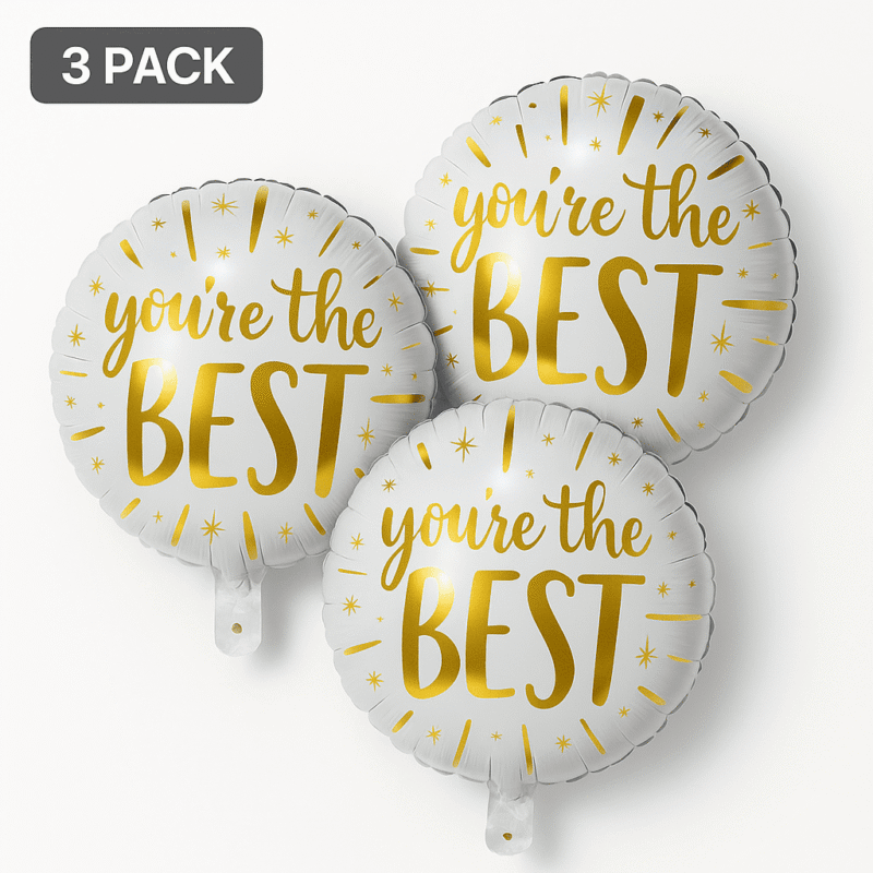 "You're the Best Foil Balloons 3 Pack Gold Silver Party Decor" balloons