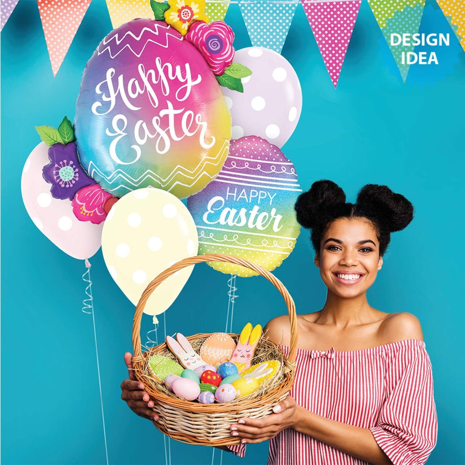 18 inch Pastel Rainbow Easter Egg Betallic Foil Mylar Balloon - Party Supplies Decorations - Image 2