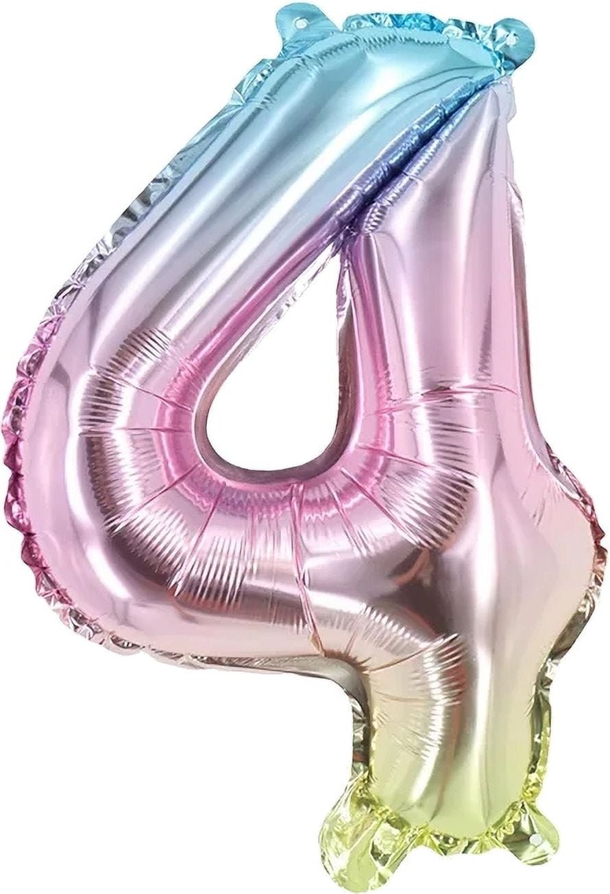 Hello Kitty 4th Birthday Party Balloons Set Pink White Rainbow Foil balloons - Image 2