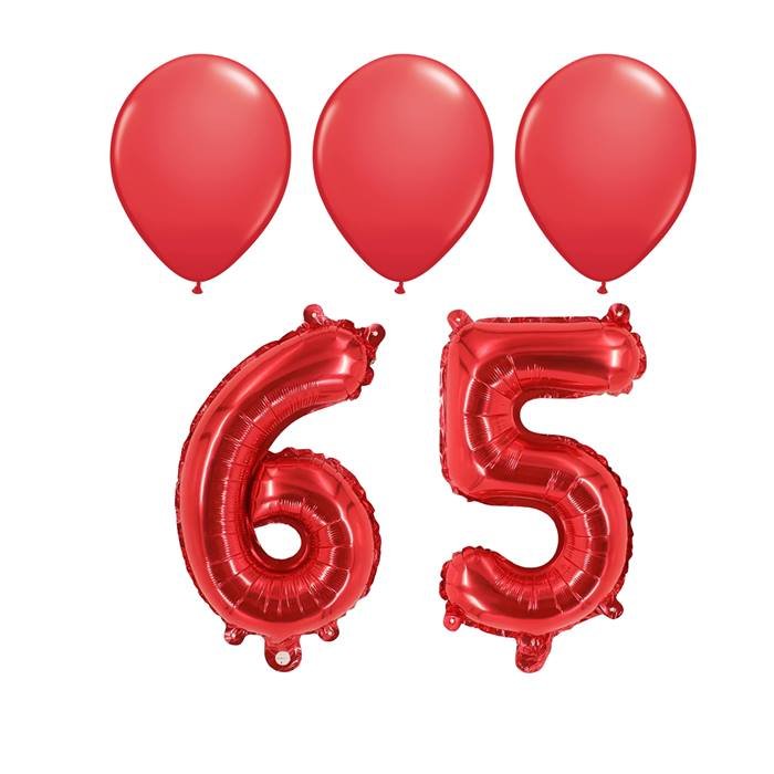 Red 65th Birthday Anniversary Party Balloon Bundle Decoration Kit