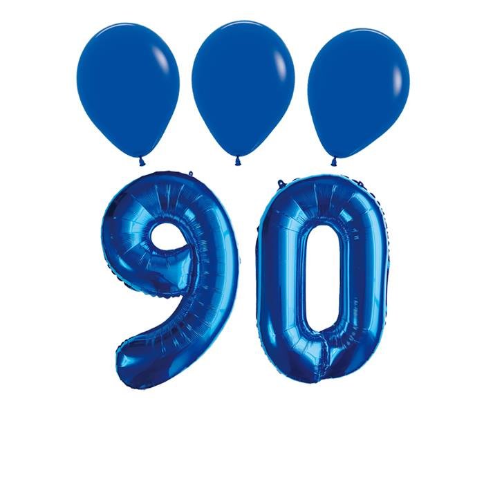Blue 90th Birthday Anniversary Balloon Bundle Decoration Kit