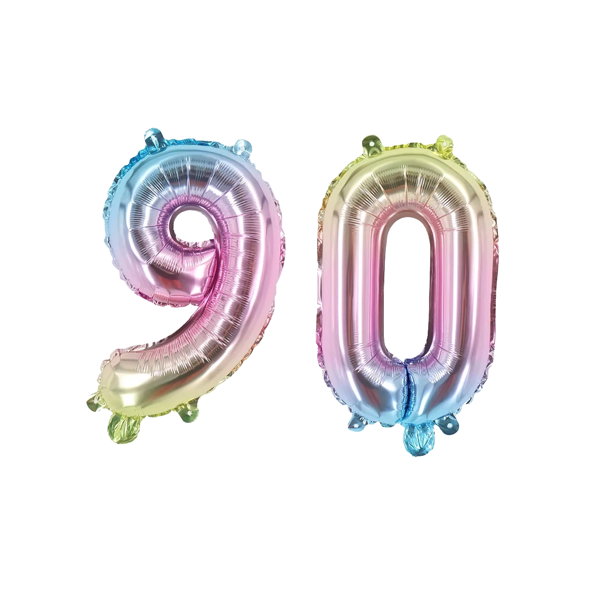 90th Birthday Rainbow Ombre Foil Number Balloons Set, Large 40 Inch - Image 2