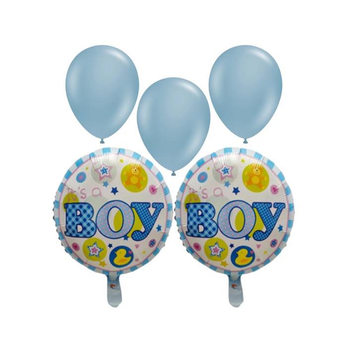 Baby Shower It's a Boy Balloon Bouquet Blue Latex Foil Balloon 5 Pieces
