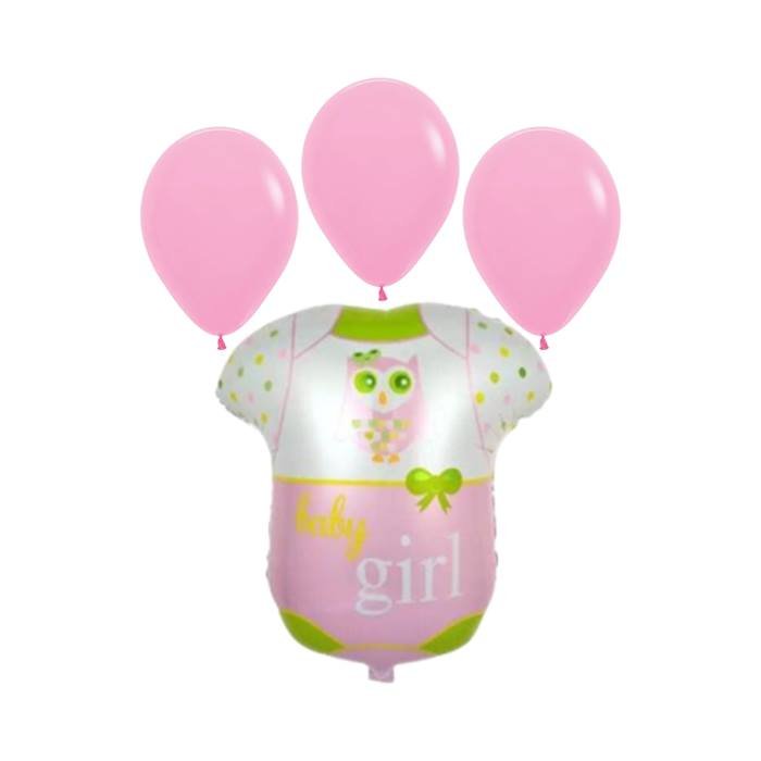 Baby Girl Onesie Foil Balloon Set Pink Latex Helium Quality Baby Shower