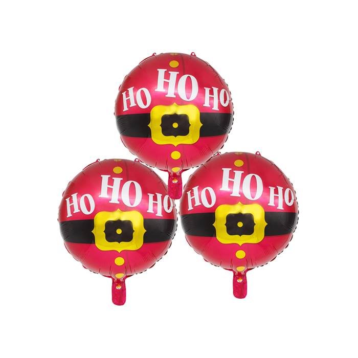 Christmas Ho Ho Ho Santa Suit Round Foil Balloons - Set of 3 Festive Party Decorations