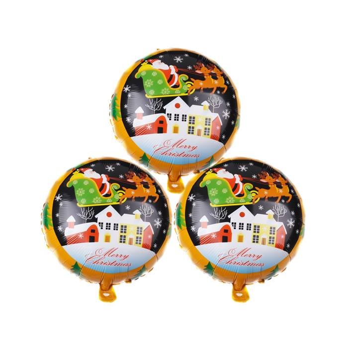Christmas Santa Sleigh Village Foil Balloons Party Decoration Set, 3 Count