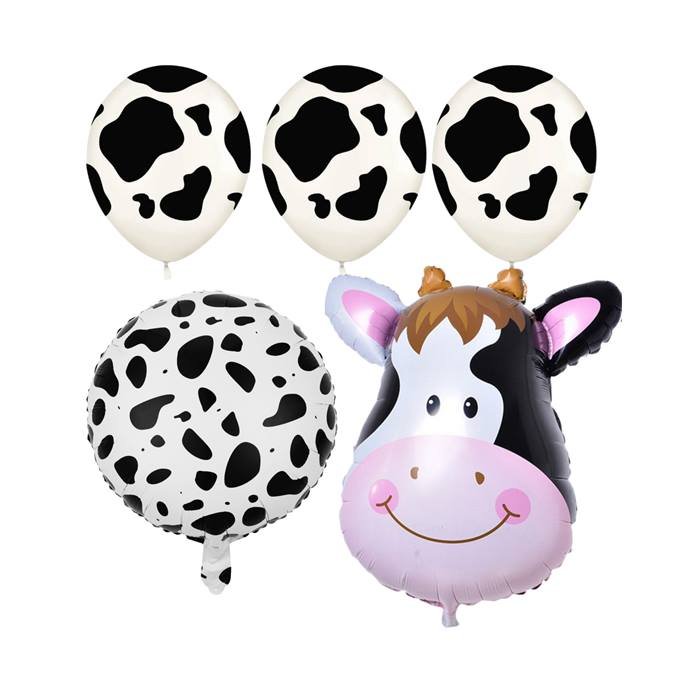 Cow Birthday Party Balloon Bouquet Farm Animal Decoration Set Black White