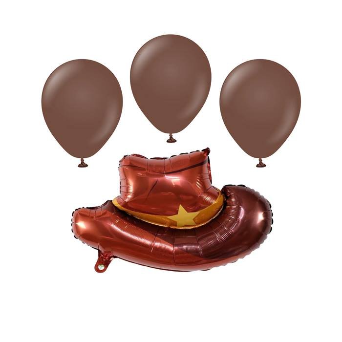 Cowboy Hat Balloon Set Western Theme Party Decoration Kids Brown Gold Rodeo