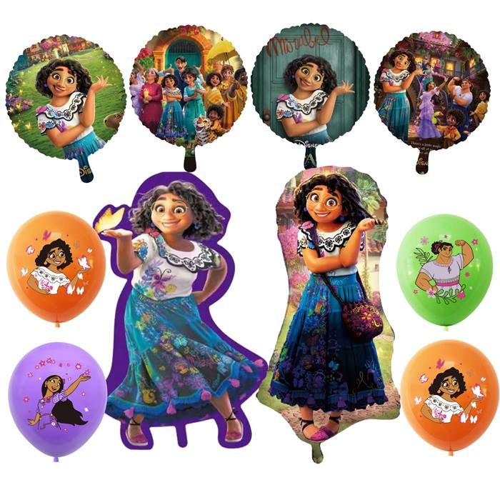 Magical Family Celebration 10-Piece Balloon Set with Curly-Haired Character