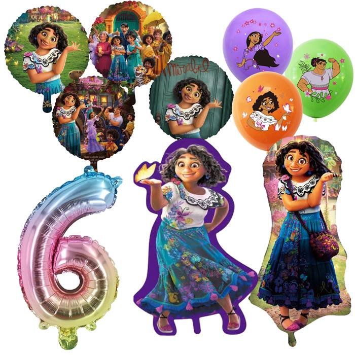 Vibrant Magical Family Celebration Party Balloon Set with Number 6