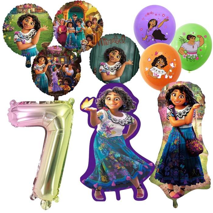 Colorful Magical Family Celebration Balloon Set with Number 7 for Birthday Parties