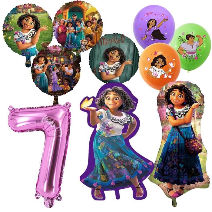Magical Family Celebration Party Balloon Set with Pink Number Seven