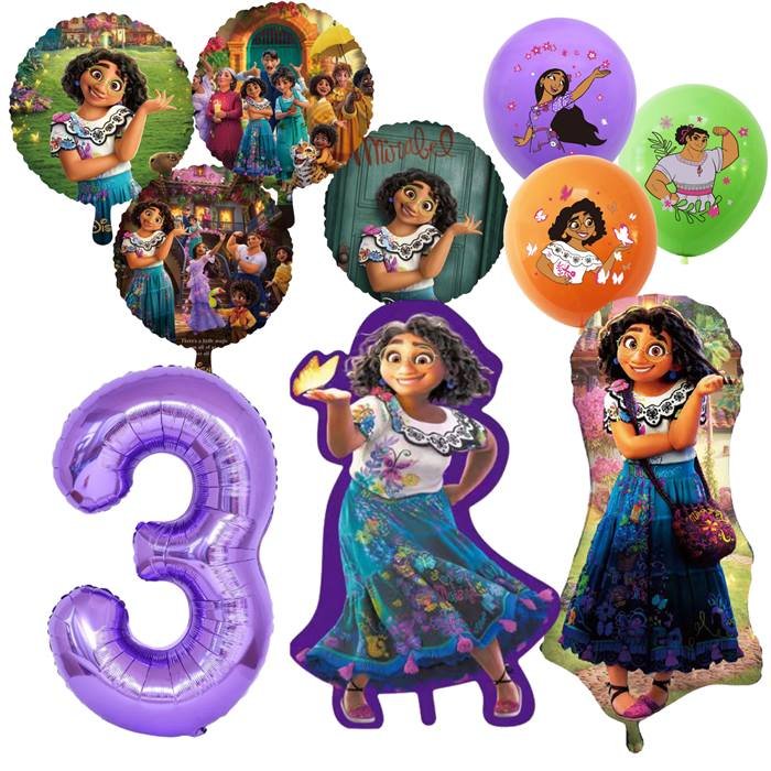 Magical Family Celebration Party Balloon Set with Number 3 - Purple Theme