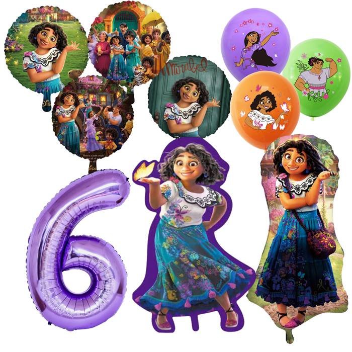 Vibrant Magical Family Celebration Balloon Set with Number 6 - Purple Theme