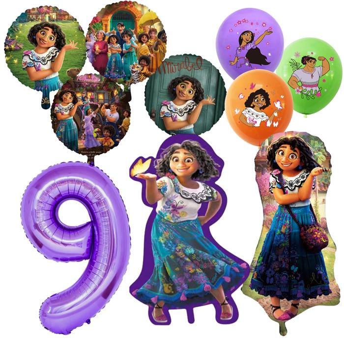 Magical Family Adventure Character and Purple Number 9 Balloon Party Decoration Kit