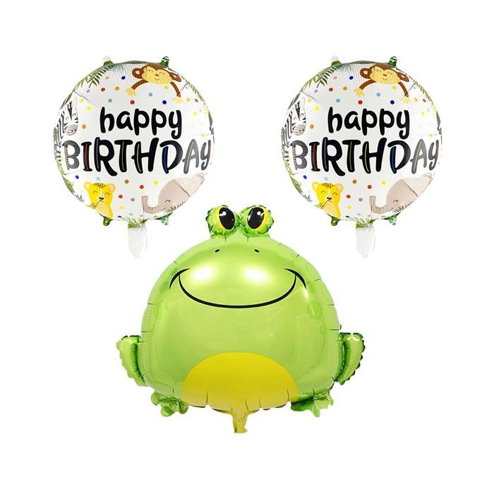 Safari Animal Frog Birthday Party Decoration Foil Balloon Set Kids Green