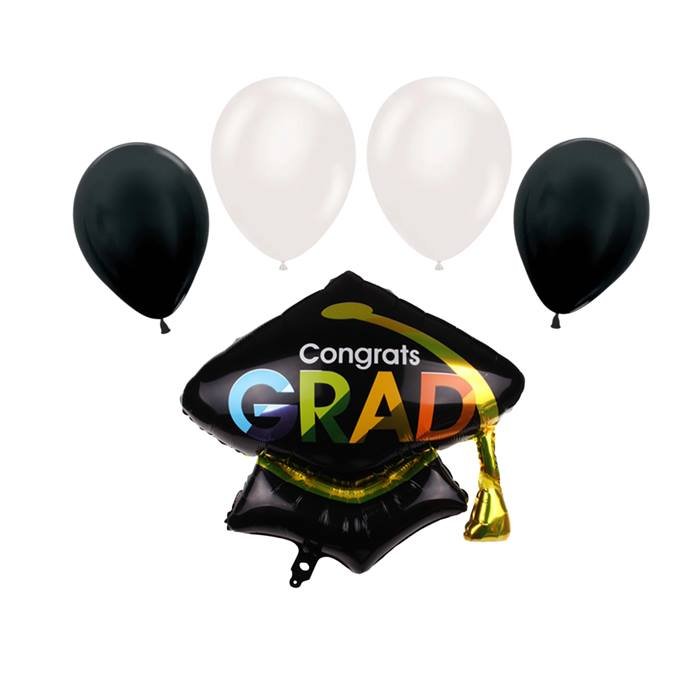Congrats Grad Graduation Party Balloon Decoration Set Black White Celebration