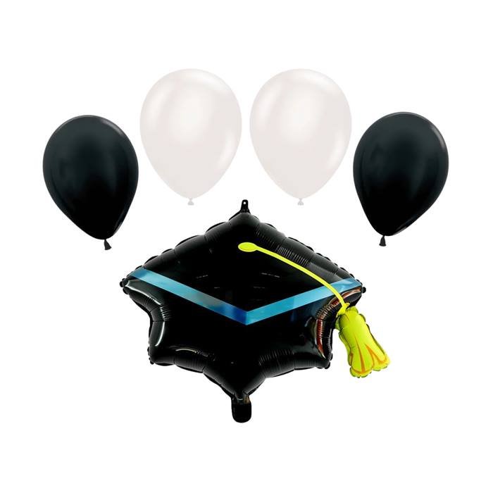 Graduation Party Foil Balloon Set Black White Congrats Grad Decoration