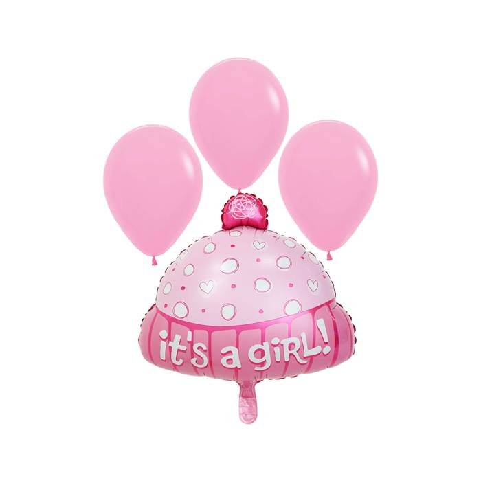 It's a Girl Balloon Baby Shower Decorations Pink Foil Latex Bouquet 4-Piece Set